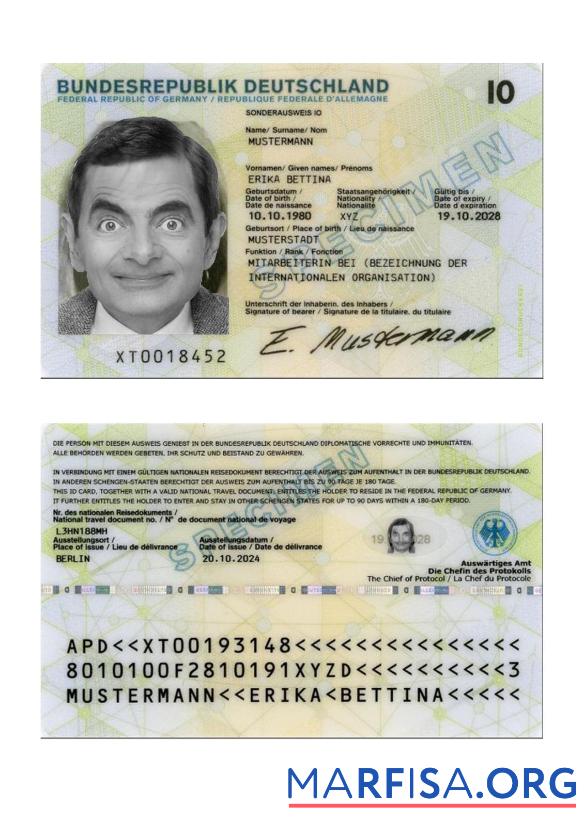 Downloadable Germany Special ID Card 2024 Present real example